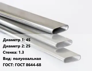 Труба плоскоовальная 45х25 s=1.3 полуовальная ГОСТ: ГОСТ 8644-68